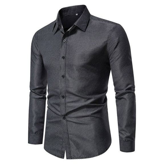 qolati Men's Muscle Fit Dress Shirts Elegant Long Sleeve Henleys Blouse Classic Buttons Down Business Formal Luxury Shirts