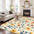 thumbnail image 2 of 5'x7' Area Rugs, Spring Floral Indoor Outdoor Area Rug for Living Room Bedroom, Summer Watercolor Botanical Washable Bathroom Rugs Kitchen Floor Carpet Mats Home Decor Aesthetic, 2 of 8