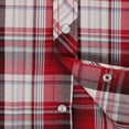 thumbnail image 5 of Coevals Club Mens Pearl Snap Plaid Western Cowboy Button Up Short Sleeve Shirts Red White 27 Medium, 5 of 7