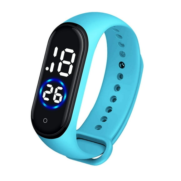 CGZQFEI Fitness Trackers,Time Digital Watch - LED Display Sports Chronograph, Unisex Waterproof Design (Men Women) Sky Blue 1.77x0.78''