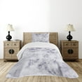 thumbnail image 4 of Ambesonne Marble Print Quilted Bedspread Set 2 Pcs, Granite Stormy Details, Twin Size, Pale Grey Dust, 4 of 5