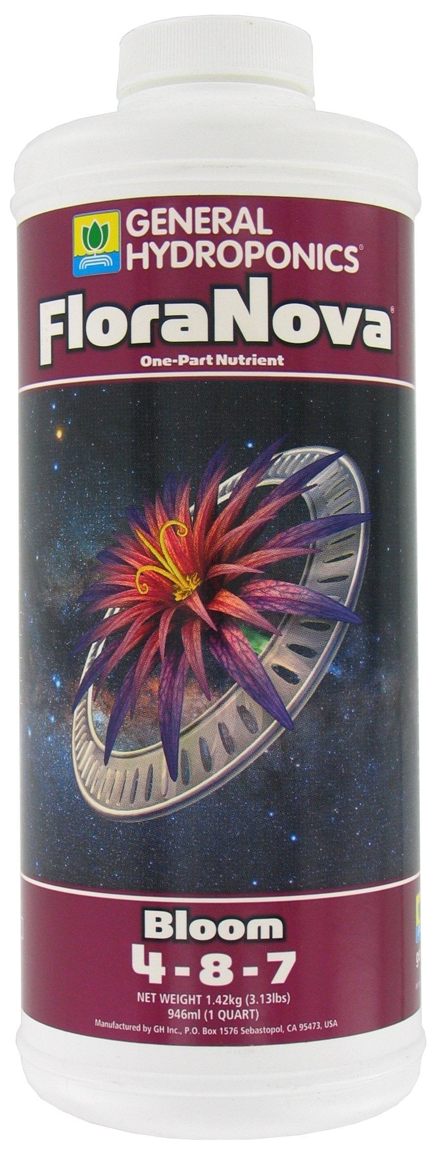 General Hydroponics HGC718810 FloraNova Bloom OnePart Nutrient, Quart