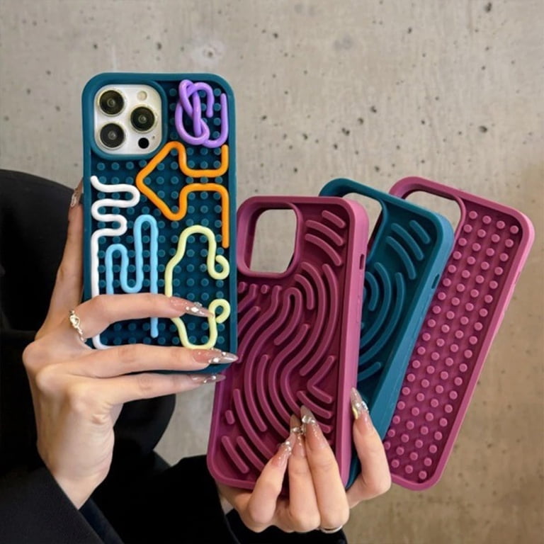 3D Stereoscopic Silicone Color Line Sensory Decompression Phone Case, Shockproof Protective Sensory Activity Board Back Cover for iPhone ... 3D Stereoscopic Silicone Color Line Sensory Decompression Phone Case, Shockproof Protective Sensory Activity Board Back Cover for iPhone ...