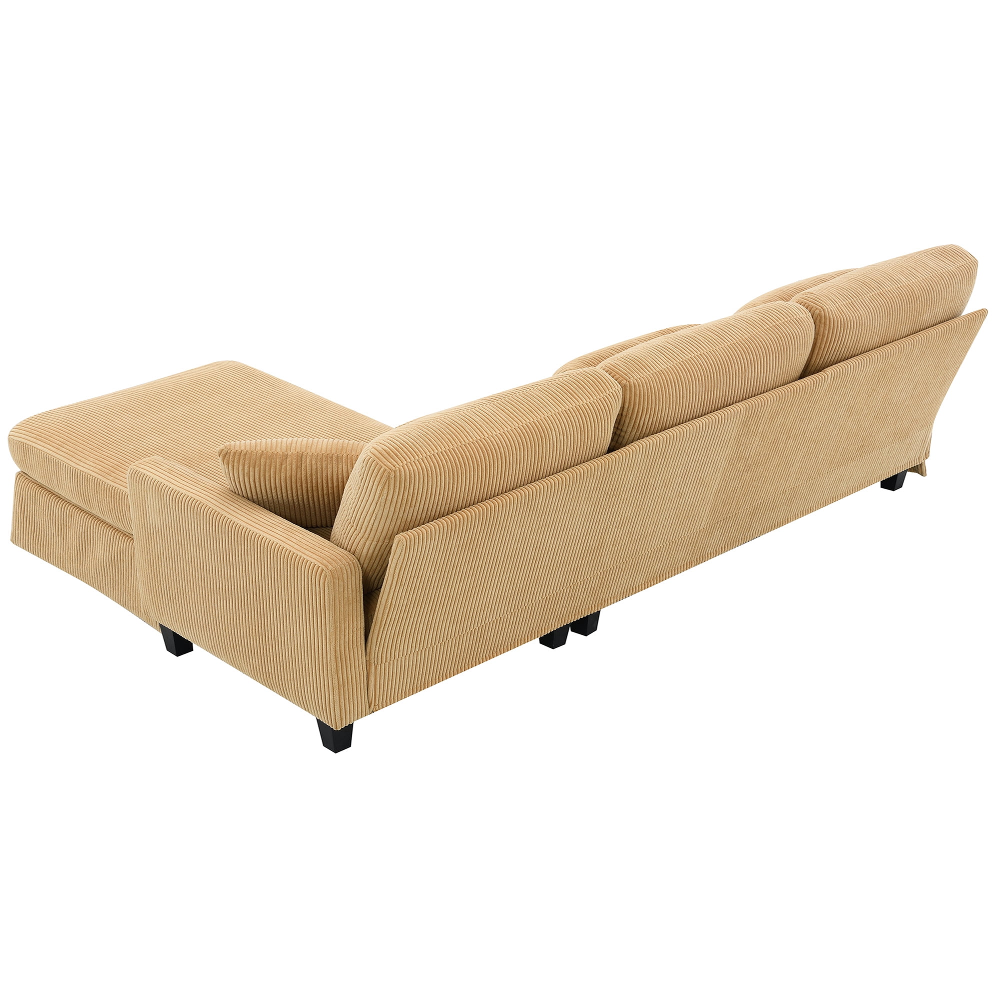 Modern L-shaped Corduroy Sofa with Reversible Chaise,4-seat Upholstered Sectional Indoor Furniture,Convertible Sleeper Couch with Pillows for Living Room,Apartment