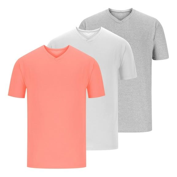 3 Pack:ZCFZJW Men's Cotton Performance Short Sleeve V Neck Pullover T-Shirt Athletic Top Trendy Solid Color Basic Workout Fitness Tees Shirt Multicolor#05 XXXL