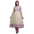 thumbnail image 1 of Bimba Kurti Indien Long Aquarelle Ivoire pour Femmes Tenue de Soirée Imprimée Sans Manches Anarkali Kurti Robe X-Small, 1 of 6