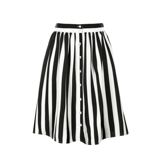 Falda Midi Allegra K A Rayas Botones Blanco Negro Talla M