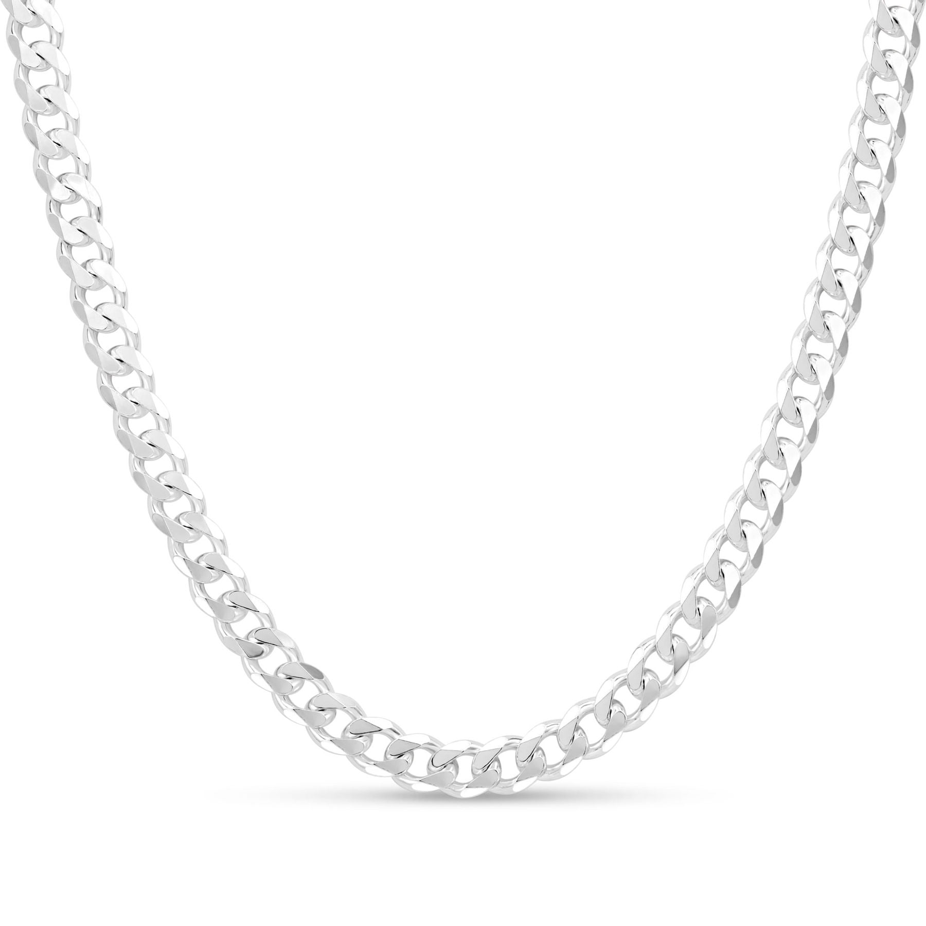 Pure S925 Sterling Silver Curb Chain 6mm Cuban Link Chain Necklace 20inch L