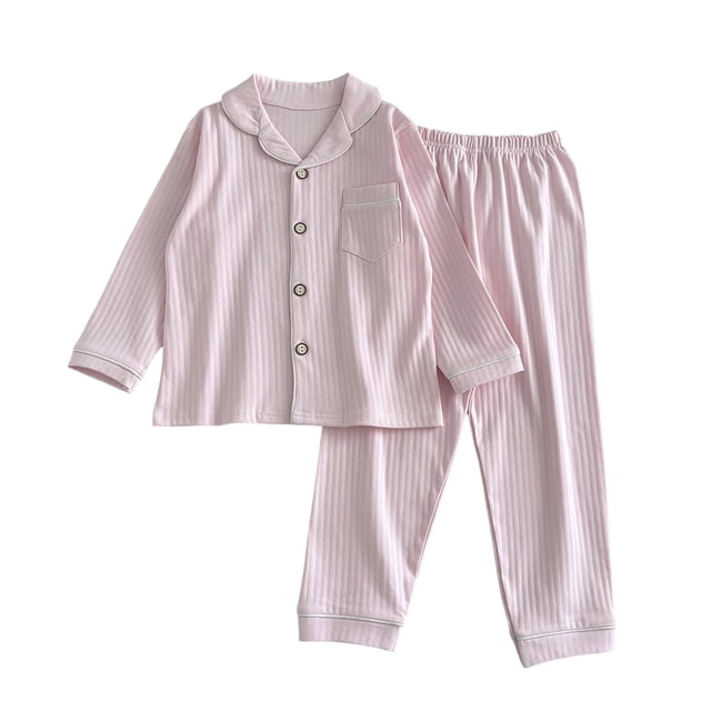 Liyamei Pyjama à Manches Longues pour Filles, Thermique d'Hiver avec Cardigan Ouvert et Col, Rose 8-9 Ans