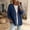 Dark Blue, variant on Morttic Women's Plus Size Solid Color V-Neck Denim Jacket – Casual Long Sleeve Loose Fit Button Down Coat Black,S