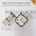 thumbnail image 4 of Yayeee Oven Mitts and Pot Holder Set of 4 Heat Resistant Kitchen Gloves Baking Hot Pad, Green Floral, 4 of 5