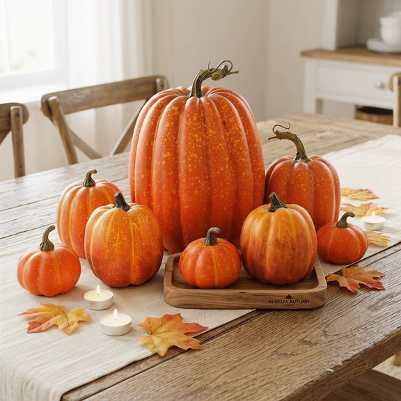 umfmouf 7Pcs Halloween Pumpkins Fall Decoration Assorted Faux Pumpkin Cute Foam Pumpkins for Home Outside Halloween Decorating