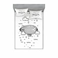 thumbnail image 2 of Cartoon Bedding Set with Sheet & Covers, Kids Themed Heat Balloon with Clouds and Circles Hand Print Sketch Style, Printed Bedroom Decor 2 Shams, 4 Sizes, Black and White, by Ambesonne, 2 of 3