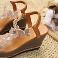 thumbnail image 5 of Womens Sandals Wedge Shoes: All-Day Comfort Dressy Wedges Thick Sole Sparkling Decorative Open Toe Summer Sandals for Casual Brown 7.5(40), 5 of 9