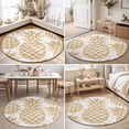 thumbnail image 5 of Round Area Rug 5ft Beige Pineapple Floor Carpets Indoor Floor Area Mat Stain-Proof Mat Circle Rugs for Living Room Dining Room Kitchen Bedroom, Summer Tropical Fruit Leaves Sofa Throw Carpet, 5 of 9