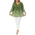 thumbnail image 2 of Agnes Orinda Women's Plus Size Boho Tops Floral V Neck 3/4 Sleeve T-Shirt Summer Casual Blouse 2X Green, 2 of 6