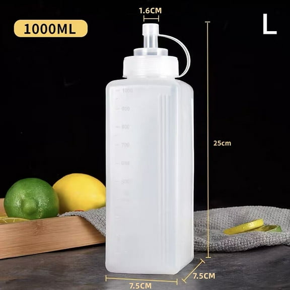 600/800/1000ML Squeeze Sauce Bottles Condiment Dispenser Large Mouth Dustproof Kitchen Seasoning Salad Sauce Olive Oil Bottle