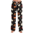 thumbnail image 6 of Garbnen Halloween Pajama Pants for Women Pumpkins Ghost Print Woman Lounge Pants Comfy Cute Elastic Waist Fall Winter Wide Leg Womens Sleeping Pants Black S, 6 of 7