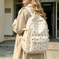 thumbnail image 2 of Strawberry Print Backpack, Cute Floral Daypack, Aesthetic Women's Back Pack, Lightweight Bookbag, Large Capacity Travel Laptop Backpack, Casual Rucksack, Cherry Pattern Backpack for Travel Daily Use, 2 of 5