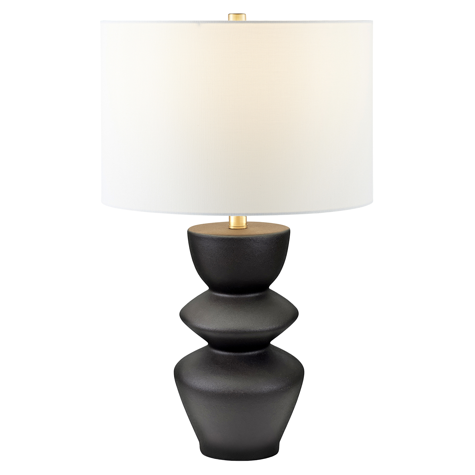 Cassian 25" Tall Table Lamp with Fabric Shade in Matte Black/Brass/White