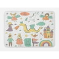 thumbnail image 1 of Fantasy Bath Mat, Doodle Style Dragon Fairies Royalty and Wizard Middle Ages Heroic Legend Elements, Non-Slip Plush Mat Bathroom Kitchen Laundry Room Decor, 29.5 X 17.5 Inches, Multicolor, Ambesonne, 1 of 2