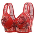 thumbnail image 2 of Ahuyic Womens Bra,Summer Plus Size Bra,Womens Comfortable Lace Breathable Bra Underwear No Rims,Red,XXXL, 2 of 3