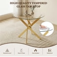 thumbnail image 2 of 35" Round Glass Dining Table, Paproos Dining Table for 4, Kitchen Table with Gold Plated Metal Legs, Minimalist Glass Dining Room Table for Kitchen, Gold(Only Table), 2 of 5