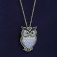 thumbnail image 4 of AFFY Crystal Owl Charm Pendant Necklace In 14k Yellow Gold Over Sterling Silver, 4 of 6
