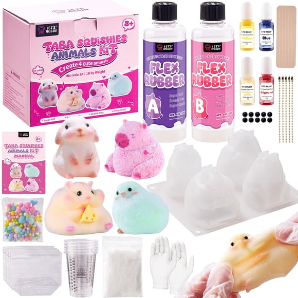 Kit Squishy LET'S RESIN Caucho Flexible con Moldes de Silicona y Más