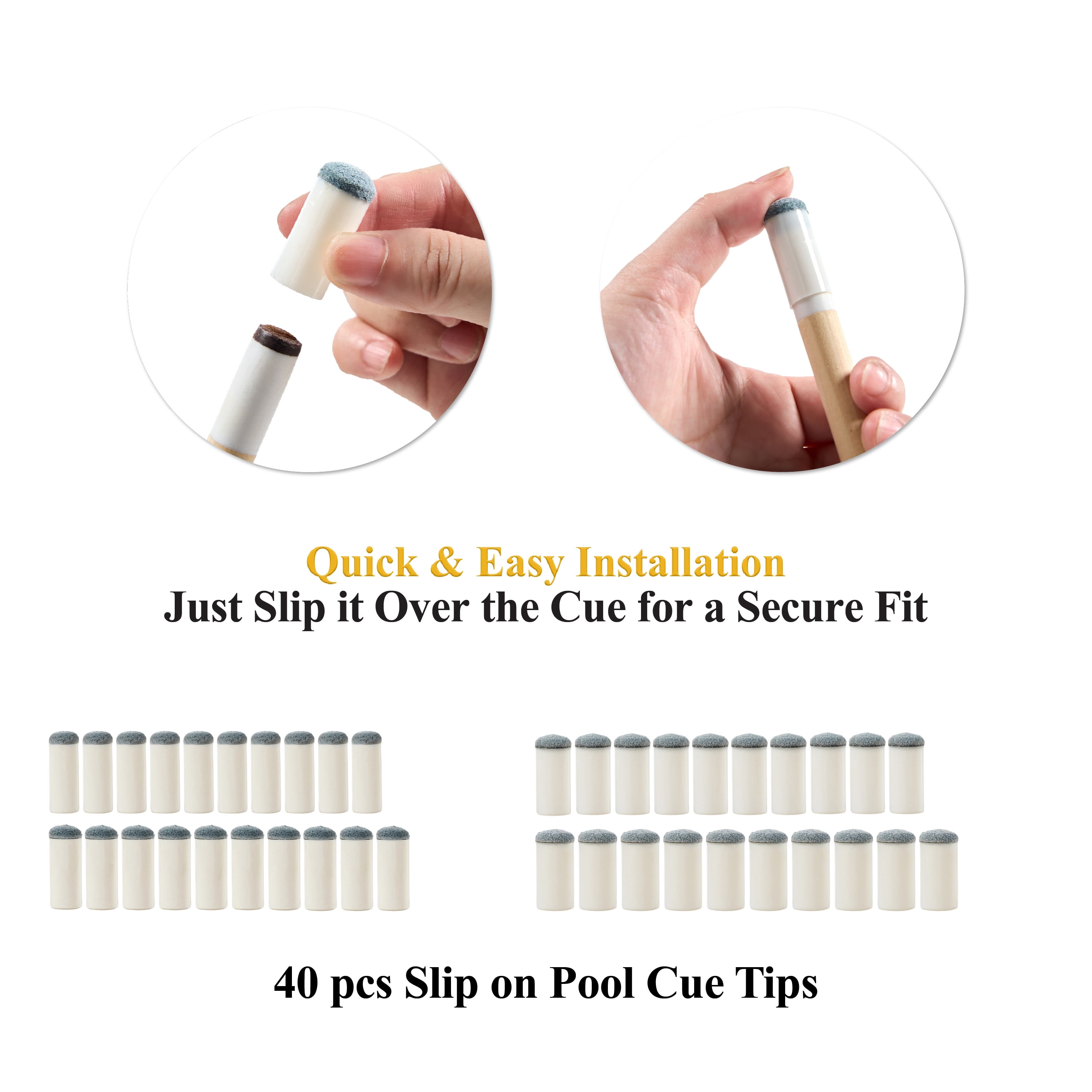 Barrington Billiards 49-Piece Pool Cue Tip Kit with 40 Slip-On Tips, 8 Blue Chalk Cubes, and 1 Cue Tip Shaper Tool