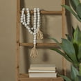 thumbnail image 2 of DecMode White Wood Bohemian Garland Décor with Geometric Bead Details and Cream Cotton Tassel, 80"L, 2 of 7
