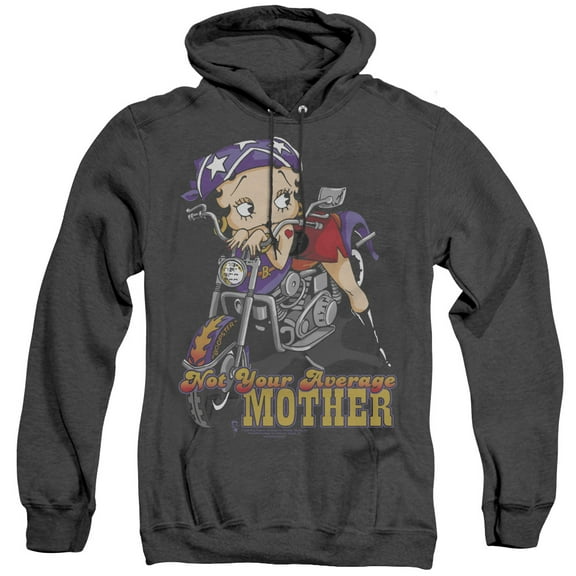 Betty Boop Not Your Average Mother Adult Heather Hoodie Sweatshirt Black
