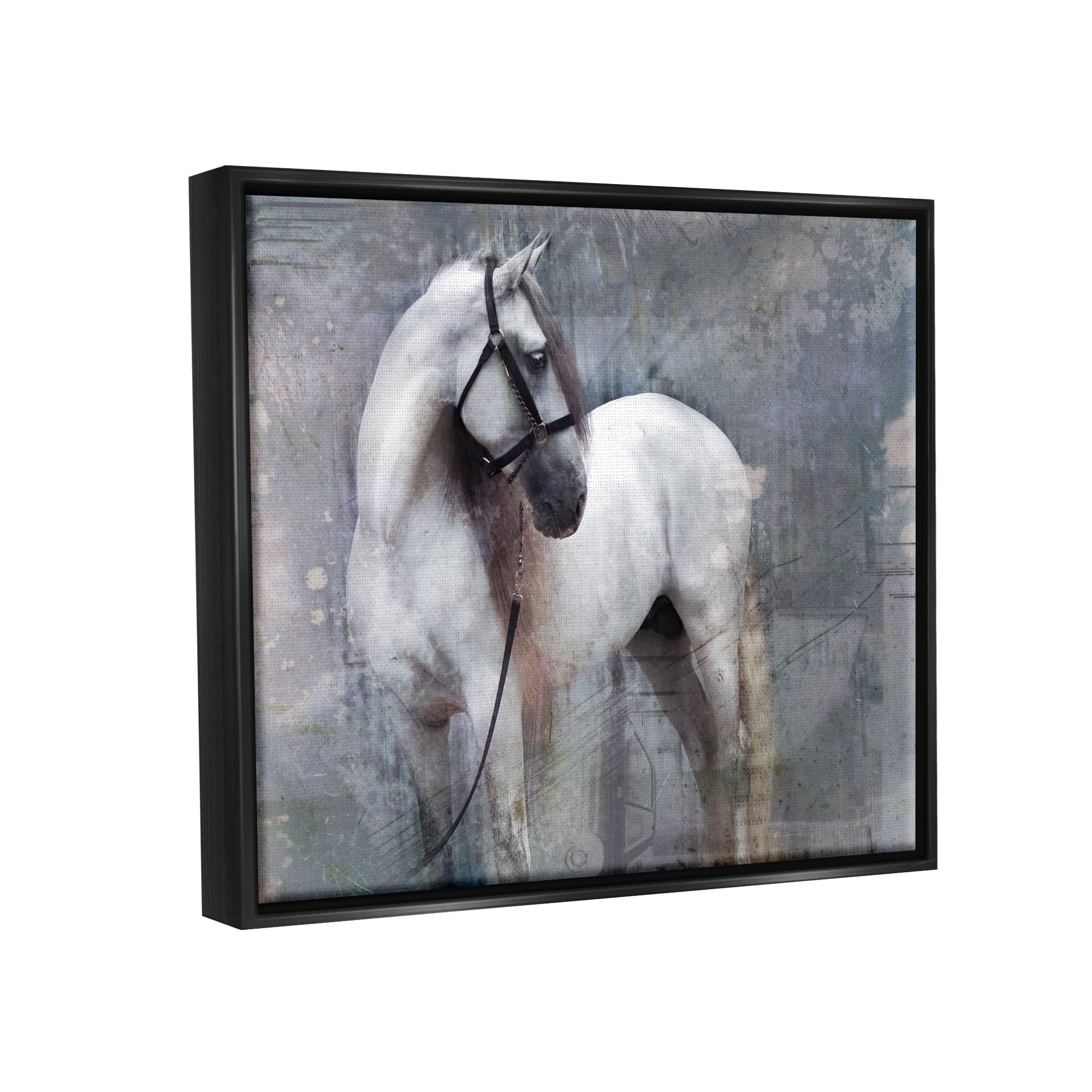 Stupell Industries Abstract Grey Horse Stallion Animals & Insects Painting Black Floater Framed Art Print Wall Art