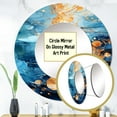 thumbnail image 3 of Designart "Reflecting On Abstract Blue And Gold Rivers" Lake River Blue Large Round Mirror - Round Bedroom Mirror Wall Decor - Lake House Round Printed Mirror - 23" x 23", 3 of 6
