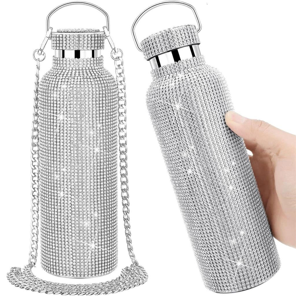 SDFGTstore Holiday Gift Bling Water Bottle Glitter Rhinestone Cup StainlessSteel ThermalBottle Refillable Water Bottle Water Bottle StainlessSteel Flask Rhinestone Insulated