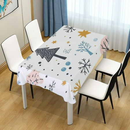 

60x90 Inch Tablecloth Polyester Square Tablecloth for Home Kitchen Dinner Decor Cartoon Winter Element