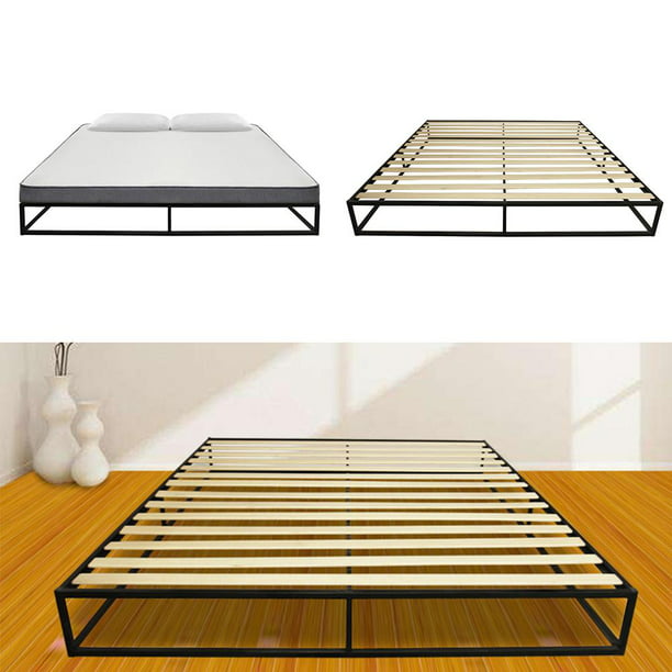 Metal Platform Bed Frame Wooden, Simple Bed Frame King Size