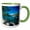 Green/White, variant on 3drose, Boulders and Cove at Sand Harbor State Park, Lake Tahoe, Nevada Usa, 11oz Two-tone Yellow Mug