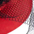 thumbnail image 7 of Women's Black Red Bowler Hat Halloween Retro Hat Flower Feather Fedora Elegant Charming Hat with Veil for Halloween Party, 7 of 7