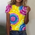 thumbnail image 5 of Alllist Tshirts Shirts for Women Tie Dye Short Sleeve Shirts Crew Neck Casual Tops for Women Yellow,Xxxxl, 5 of 6