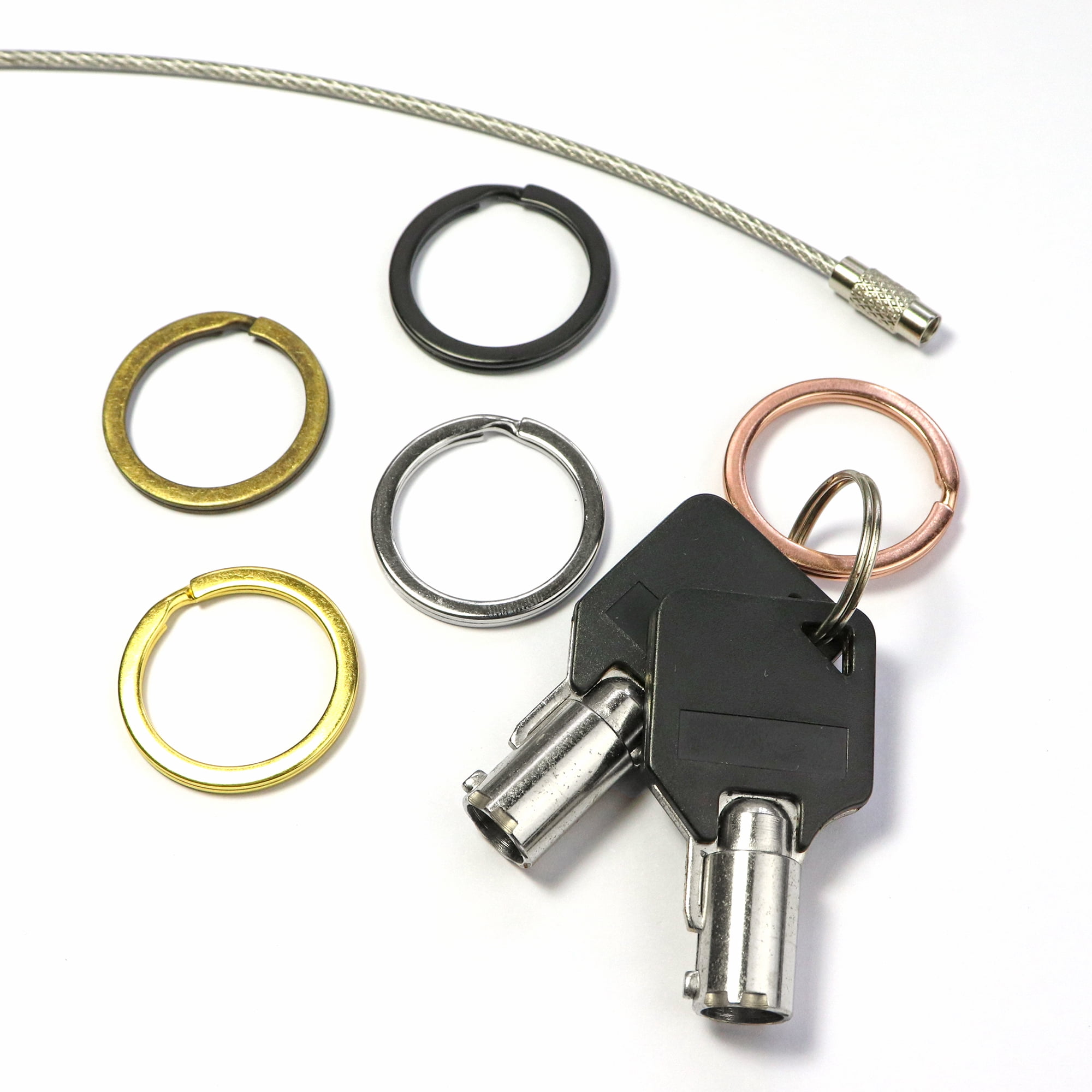 Split Key Ring 25-35MM Flat Surface Double Metal Loop Black Key Chain  Holder DIY