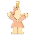 thumbnail image 1 of 14k Yellow and White Gold Two-Tone Puffed Girl with Bow on Left Engravable Charm Length 30mm, 1 of 2