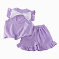 thumbnail image 4 of KPOPLK Toddler Baby Girl Clothes 1t 2t 3t 4t 5t Fly Sleeve Dress Tshirt Shorts Set Summer Casual Outfits Size 1-2 Years,Purple, 4 of 5