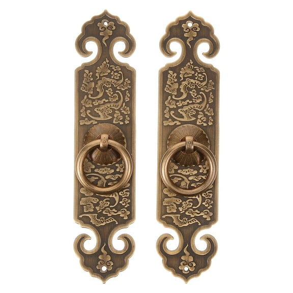 GOOHOCHY 2 pcs Vintage Metal Cabinet Handle with Screws for Drawer Dresser Pull Rings Decorative Chinese Style