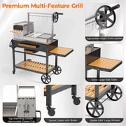 Flintex Professional Argentine Santa Maria Grill, Wood & Charcoal BBQ with Adjustable Height Grate, Asado Skewers & Tools, Ideal for Backyard & Patio Cooking