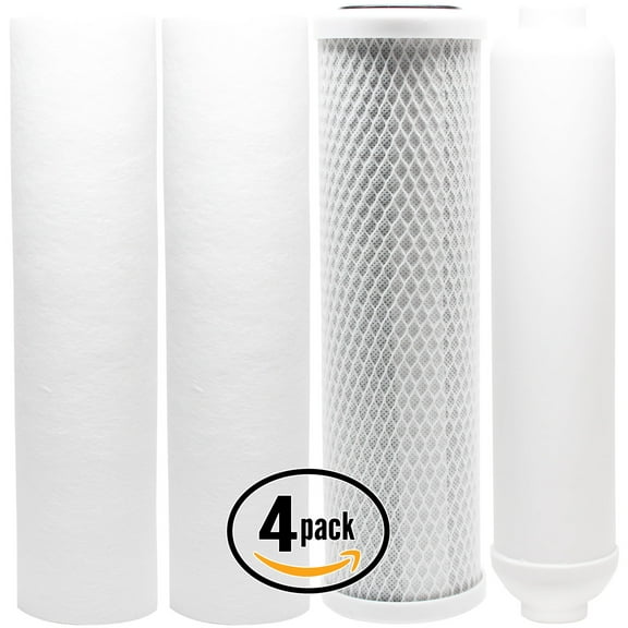 4-Pack Replacement for Filter Kit for PurePro RO101 RO System - Includes Carbon Block Filter, PP Sediment Filters & Inline Filter Cartridge - Denali Pure Brand