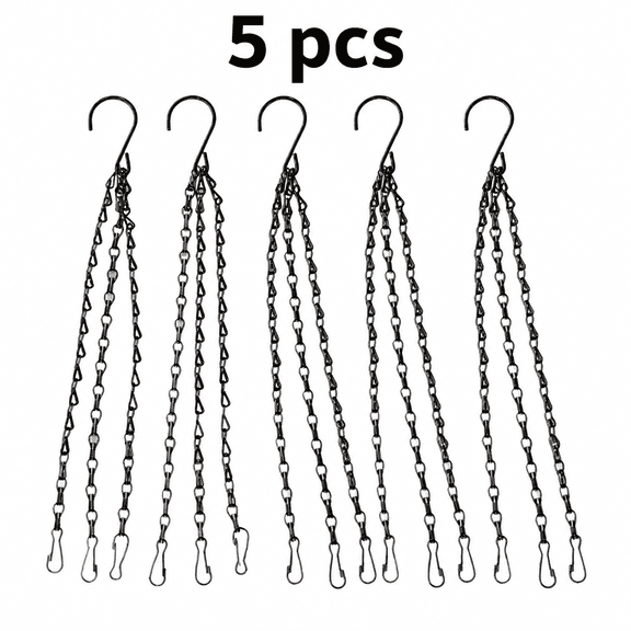 Hanging Basket Chains – 5 Pack Replacement Chain Hanger for Flower Pots, Planters, Bird Feeders, Lanterns, and Ornaments