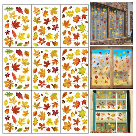 

GEHGNA Thanksgiving Stickers Decoration Sticker Fall Maple Autumn 9Pcs Thanksgiving Window Party Decals Wall Sticker Autumn Home Décor Household Stickers Deals of The Week Clearance