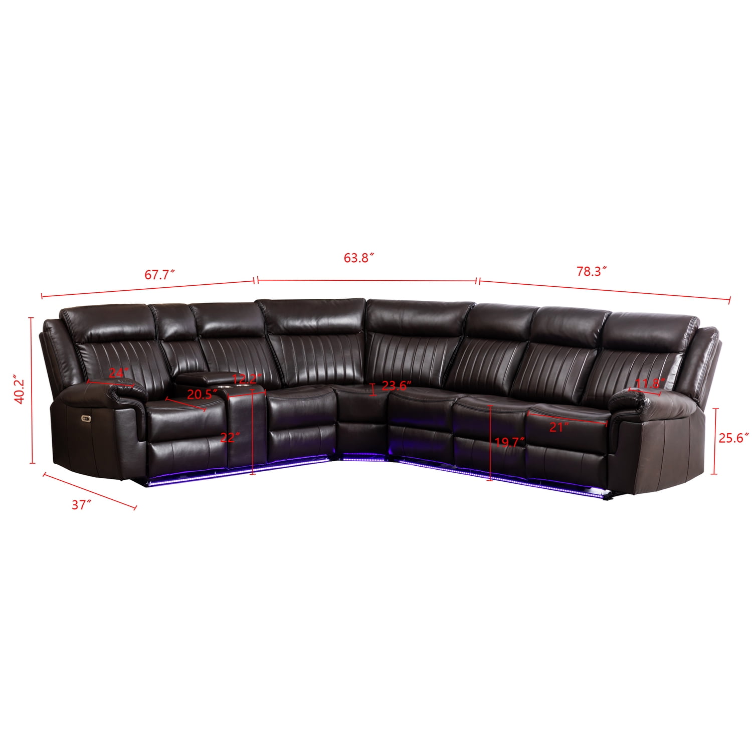 Y1149 gfc GNRF8-200 Gloss CBCST アウトレット Hybition Power Reclining Sectional Sofa PU Leather L-Shaped Sofa