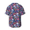 thumbnail image 6 of Lsque Skull Daisy print Men's Cuban Collar Short Sleeve Shirt Summer Beachwear Casual Button Down Fashionable Vacation Leisure Shirt-XX-Large, 6 of 7